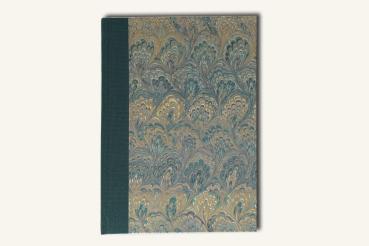 Diary linen green, cover gilded marbled
